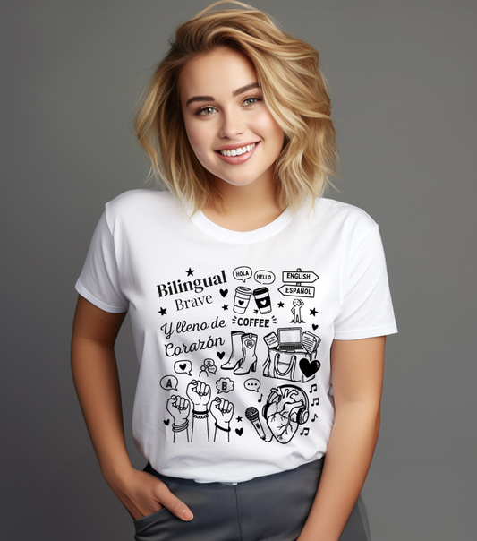 Bilingual, Brave y Lleno de Corazón — Latina Pride Graphic T-shirt